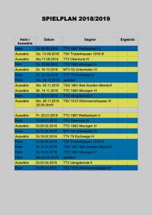 Spielplan 2018 / 2019 Tischtennisabteilung